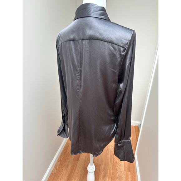 Generation Love Jay Silk Blouse in Charcoal Size Small - Picture 3 of 8